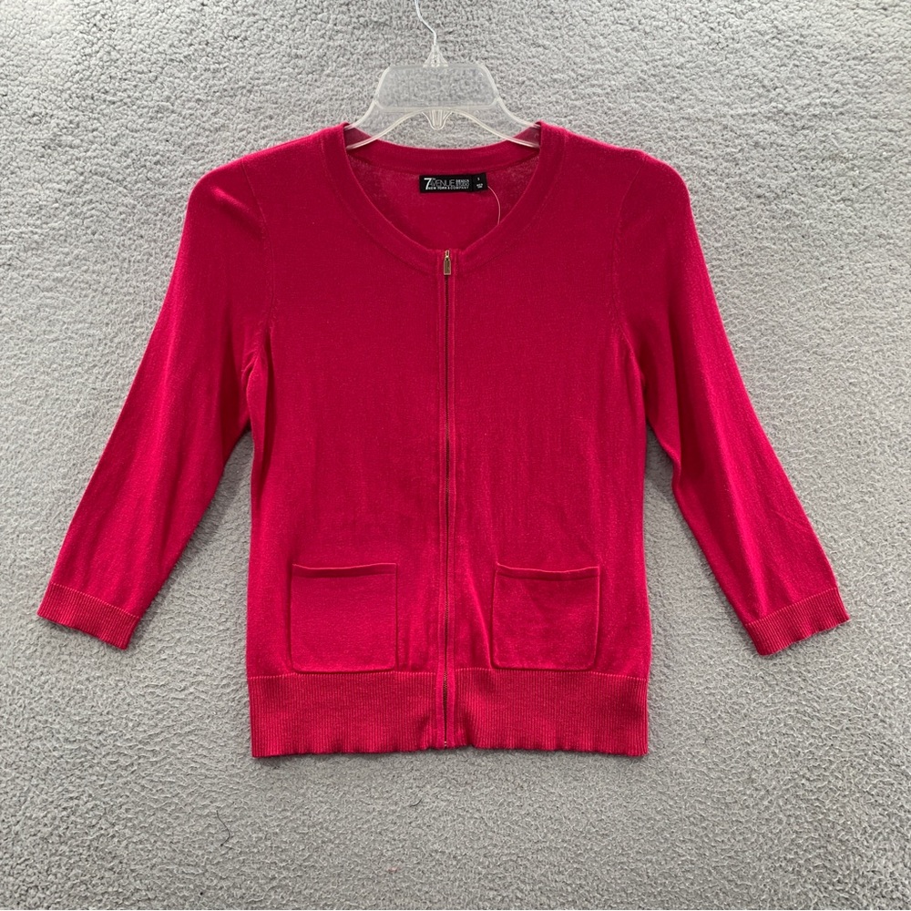 NWT 7th Avenue Design Studio New York & Company Pink Zip Cardigan Sweater Size S